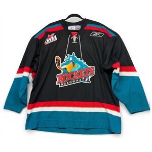 Kelowna Rockets WHL Hockey Jersey Reebok Adult XL Black Teal Red CCM Team Mesh